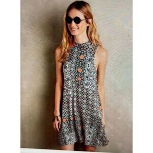 Maeve XS Sleeveless Mixed Floral Patchwork Swing Dress